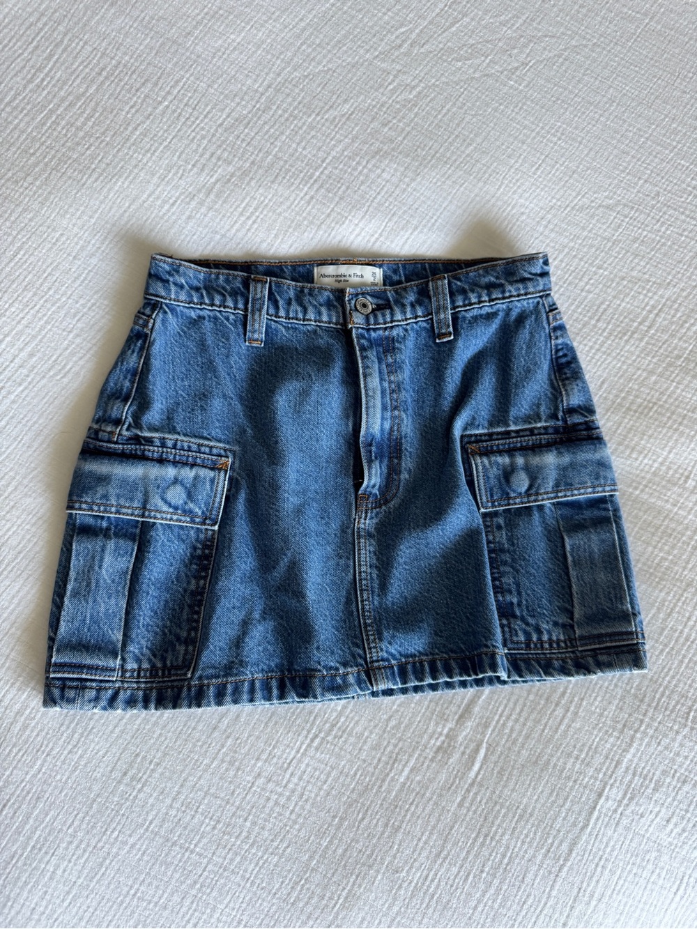 Abercrombie & Fitch Medium Blue Denim Cargo Mini Skirt